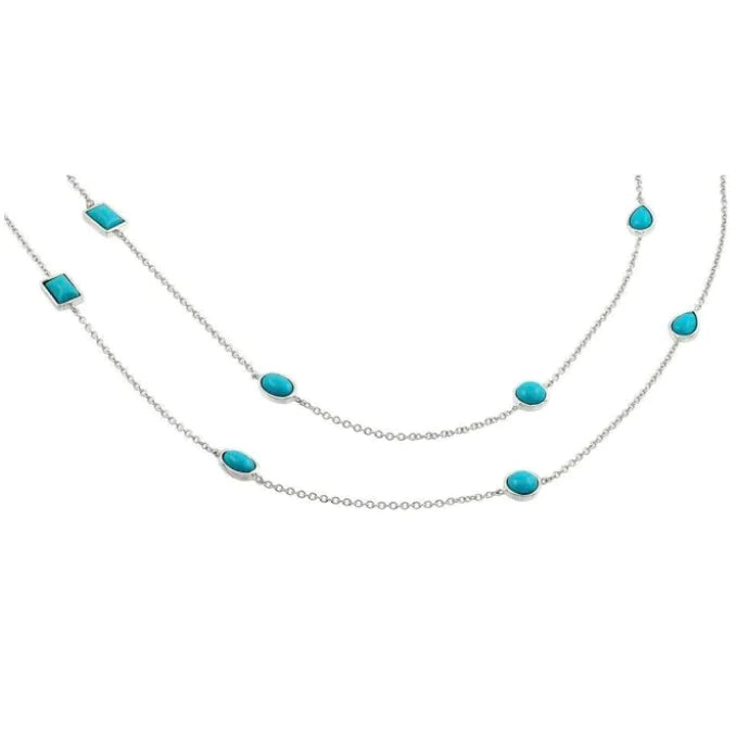 Kelly Herd 2 Row Strand Turquoise Stone Pendant Necklace STYLE KHSBGP00871