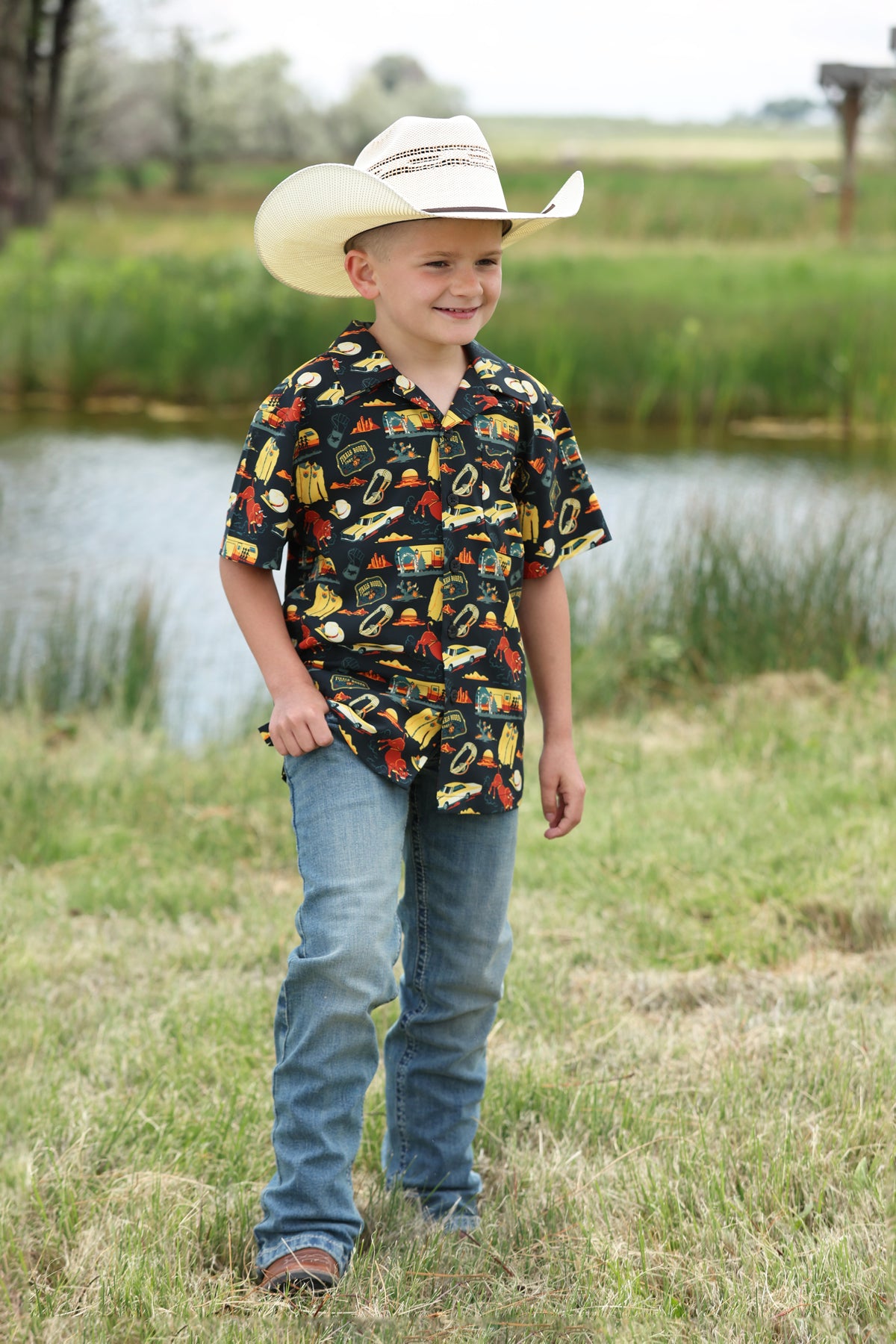 Cinch Boy's Short Sleeve Camp Shirt STYLE MTW7170005