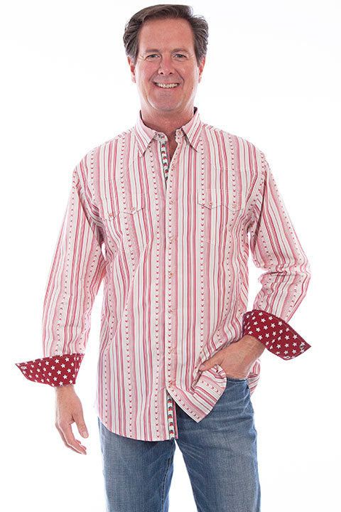 Scully  Men's Long Sleeve Shirt STYLE PS-253RED