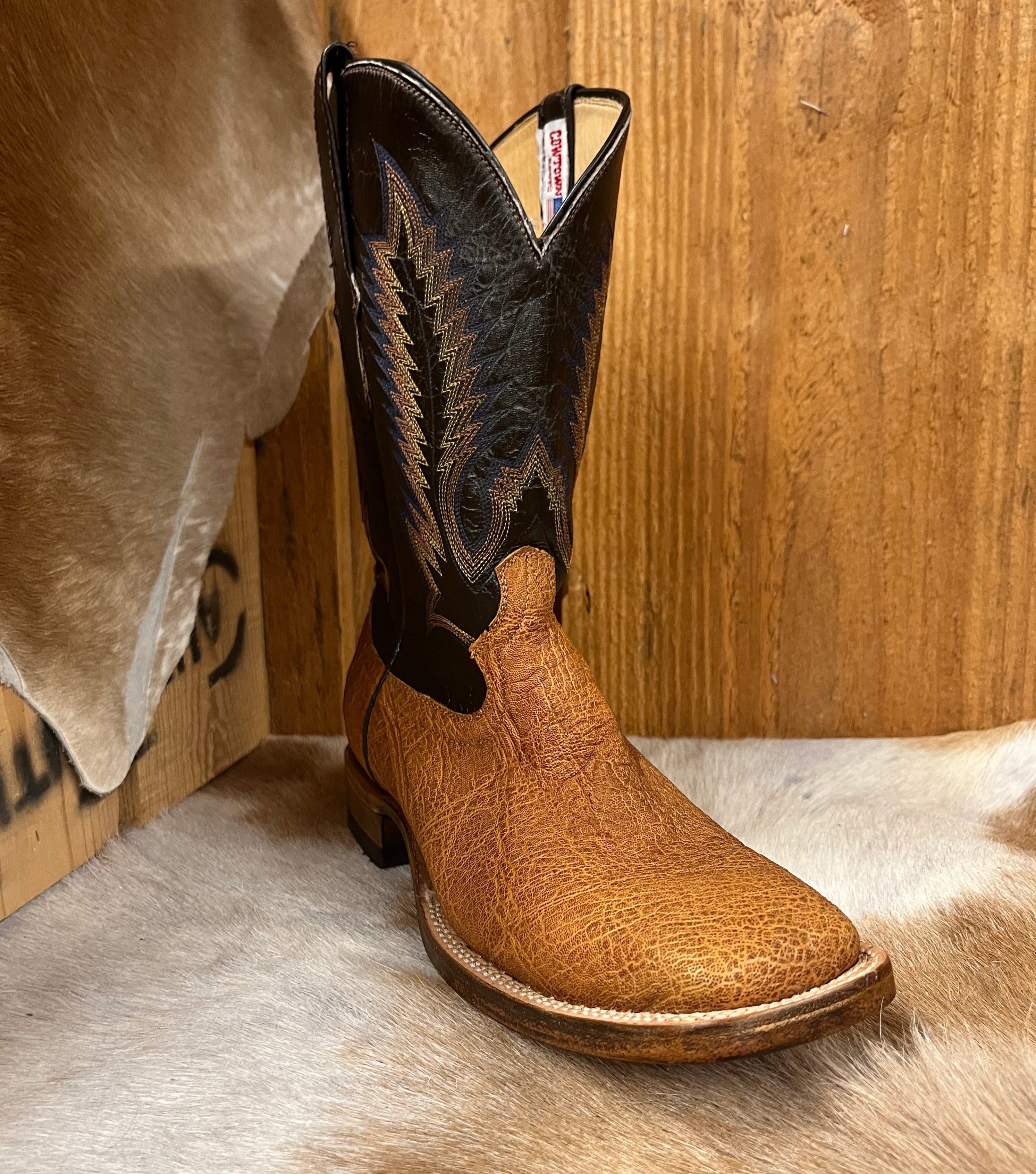 Elephant skin 2025 boots square toe