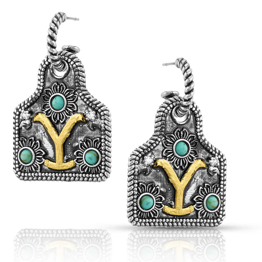 Montana Silversmiths Dutton Family Y Brand Cow Tag Earrings STYLE YELER5651