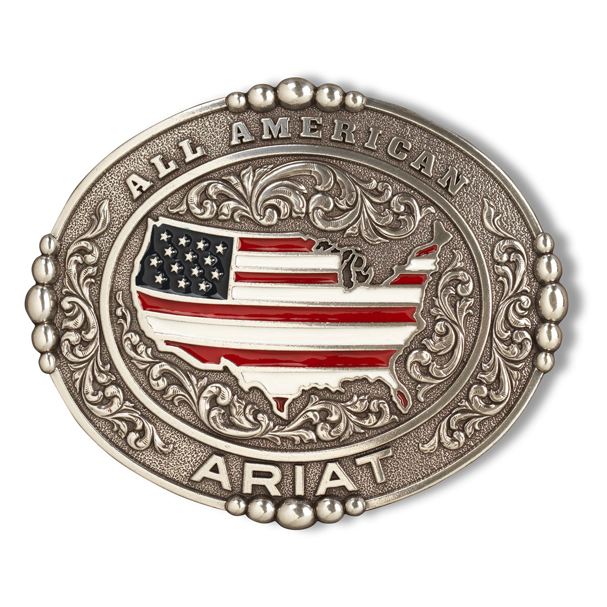 Ariat Men's Oval All American Antique Silver Buckle STYLE A37052