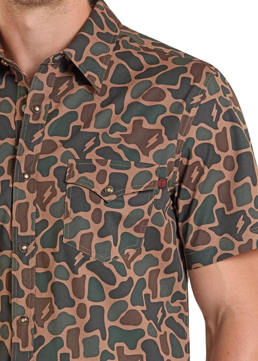 Rock & Roll Denim Koe Wetzel TEK Camo Short Sleeve Shirt STYLE BMN3S09640