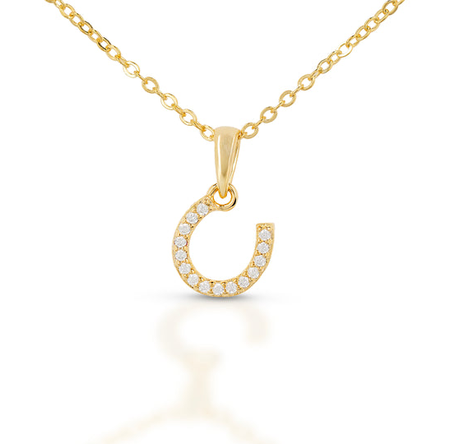 Kelly Herd Gold Dangling Horseshoe Necklace STYLE BRHK-SPC0253CGP
