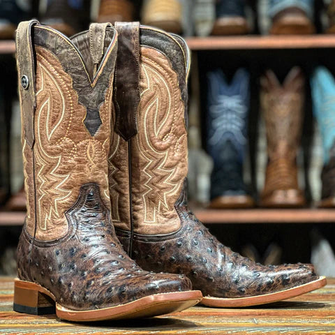 Tanner Mark Men's Brown Ostrich Print Boot STYLE TM205525