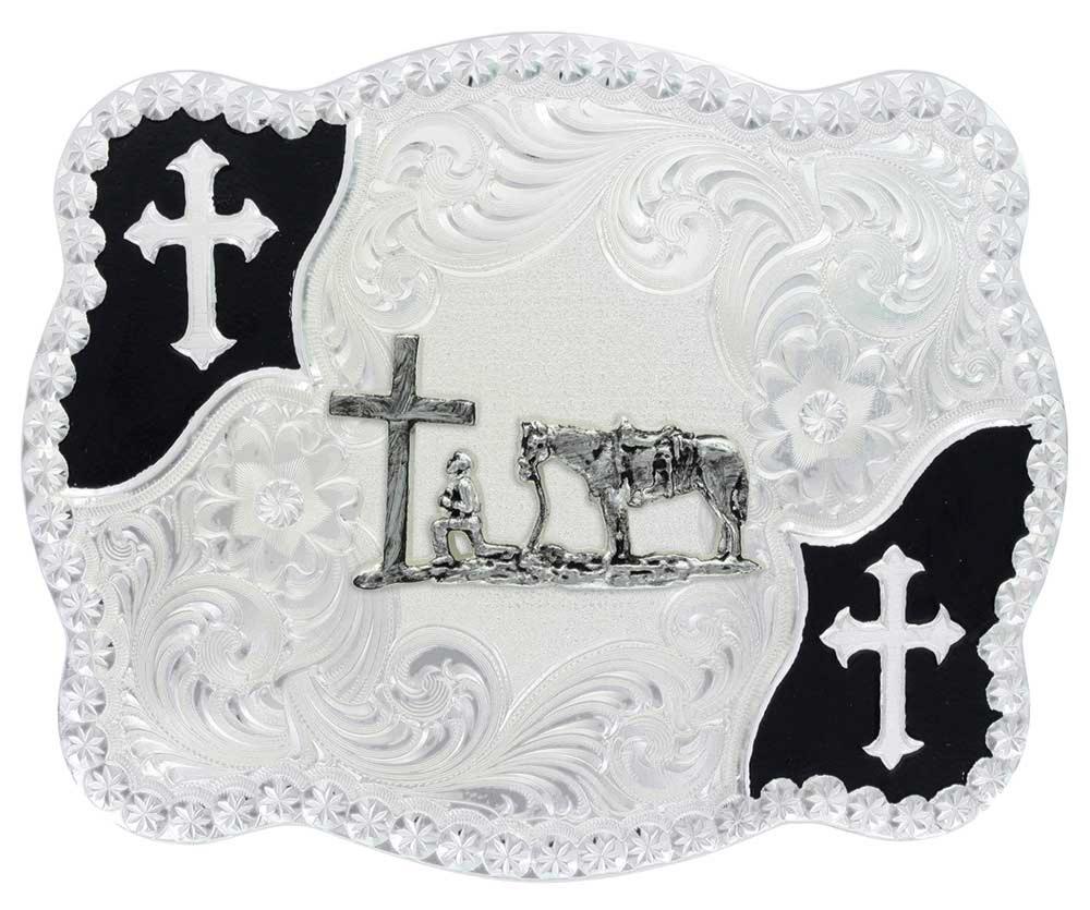 Montana Silversmiths Christian Flourish Scallop Shape Belt Buckle STYLE 3611-731M