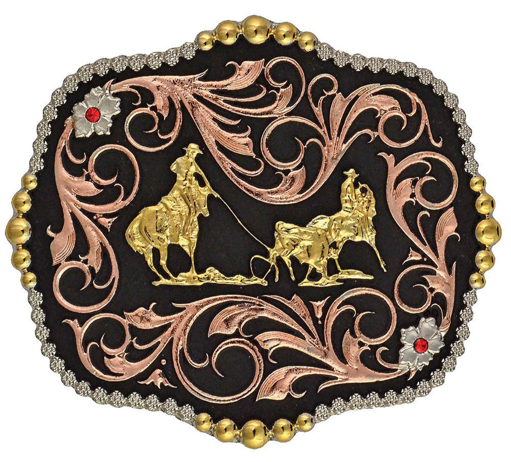 Montana Silversmiths Attitude Tri Color Team Ropers Traditional Buckle STYLE A392T