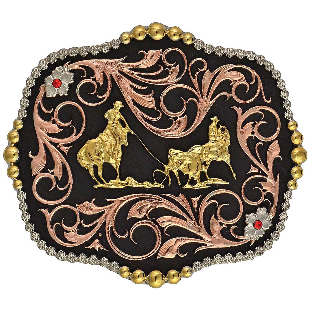 Montana Silversmiths Attitude Tri Color Team Ropers Traditional Buckle STYLE A392T