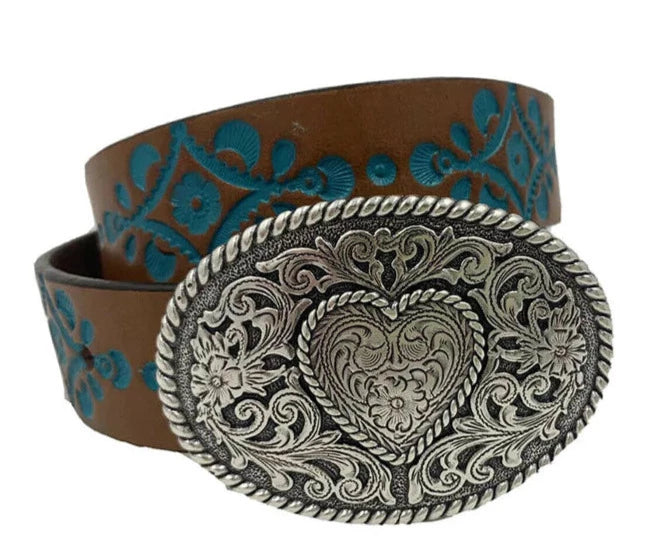 Justin Girl's Hope Leather Belt with Heart Buckle STYLE C30220