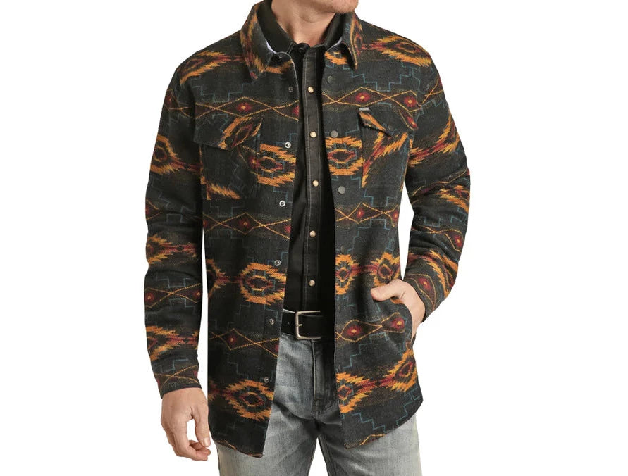 Rock & Roll Men's Aztec Shirt Jacket STYLE RRMO92R08L