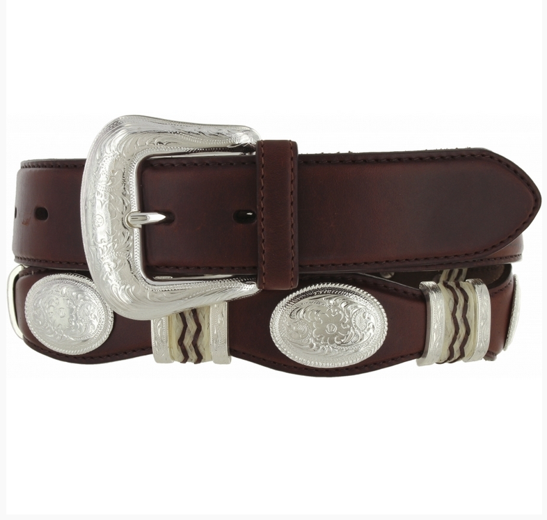 30 Silver Creek Brown Oil Fancy Padded Men's Leather Belt Cowboy Trail Reder