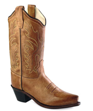 Old West Children's Tan Snip Toe Cowboy Boot TOE STYLE 8229C