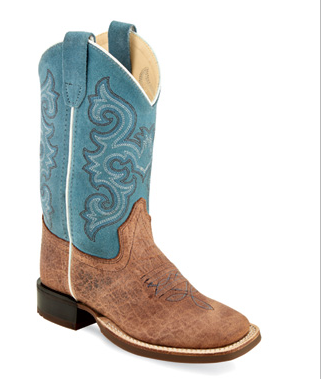 Old West Youth Bull Hide Suede Square Toe Boot STYLE 1944Y