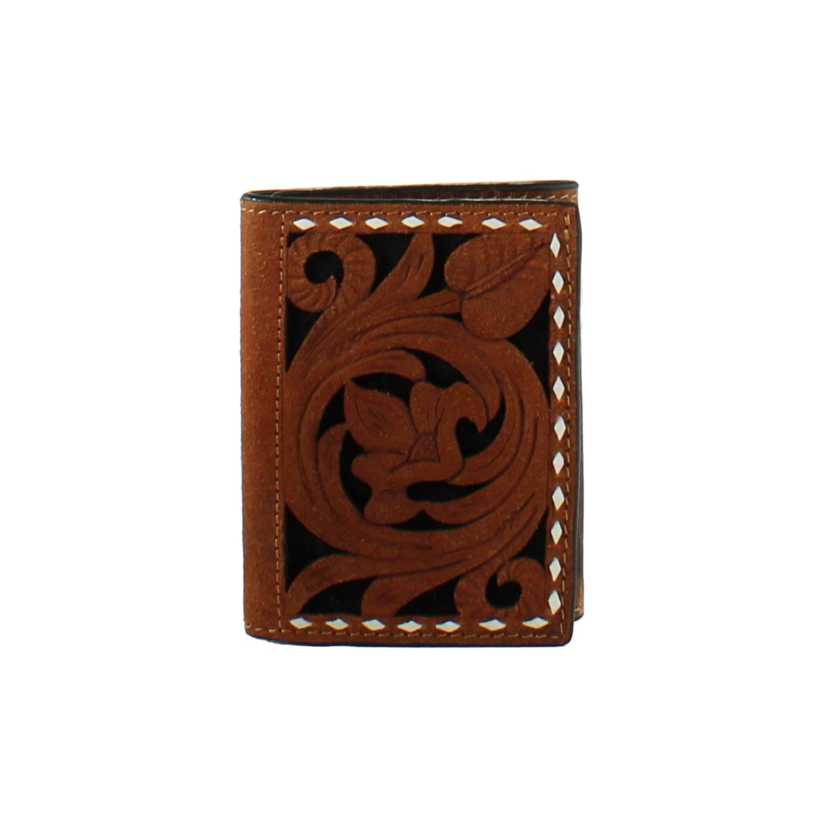 3D Trifold Men's Wallet Floral Filigree Brown STYLE D250006102