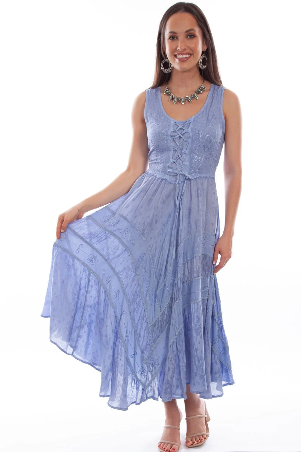 Scully Women's Light Sky Blue Full Length Lace Dress STYLE HC118-LSB